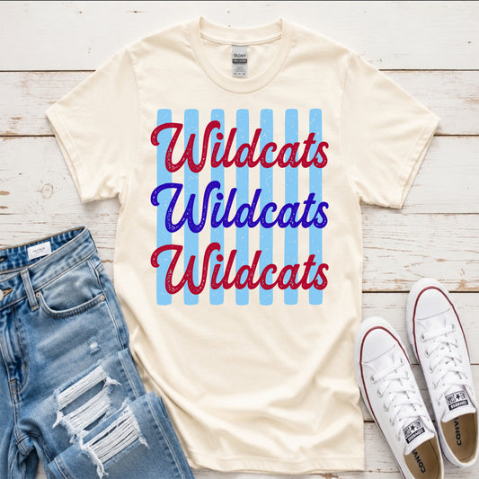 Wildcats Cream Stripe Tshirt